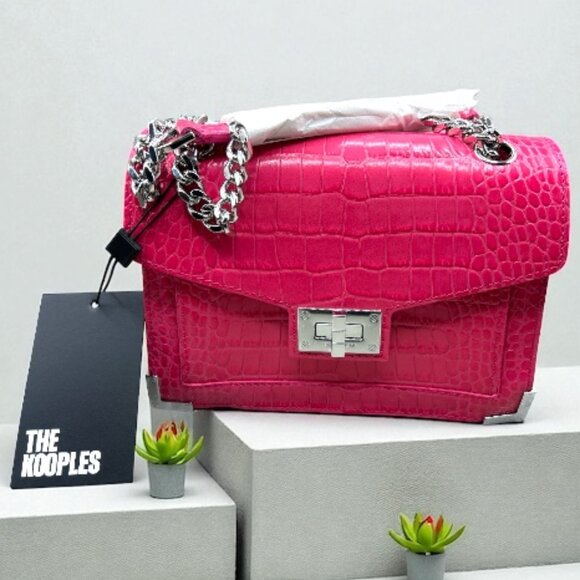 The Kooples Emily Small Pink Snakeskin-Embossed Leather Crossbody Bag (NWT) - Picture 1 of 8